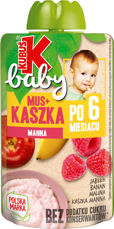 KUBUŚ 100 ml jabłko, banan, malina + kasza manna