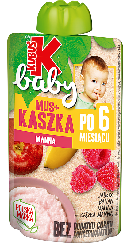 KUBUŚ 100 ml jabłko, banan, malina + kasza manna