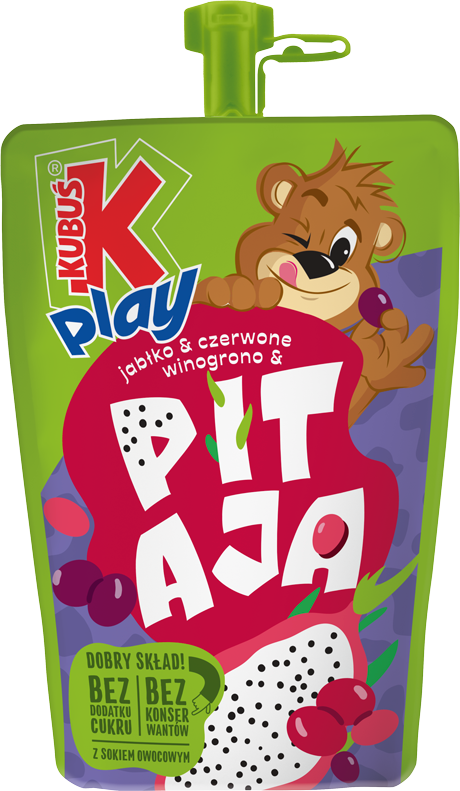 KUBUŚ PLAY 200 ml jabłko, czerwone winogrono i PITAJA