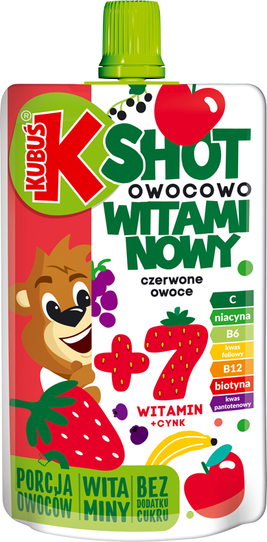 KUBUŚ 100 ml Shot owocowo-witaminowy, czerwone owoce