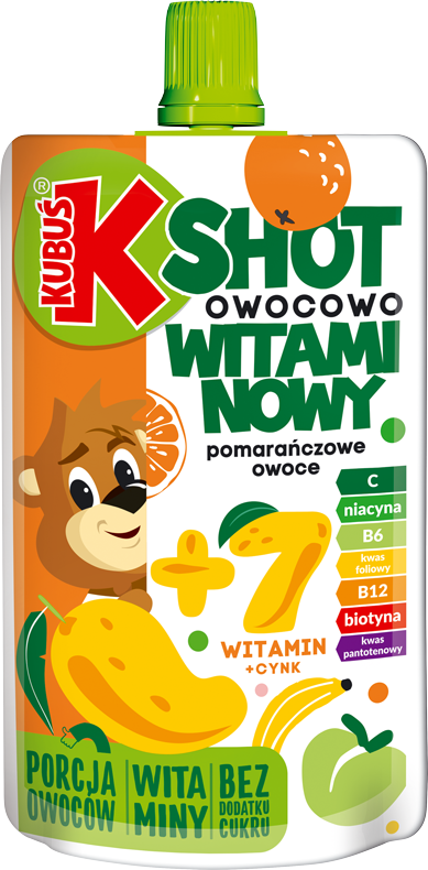 KUBUŚ 100 ml Shot owocowo-witaminowy, pomarańczowe owoce