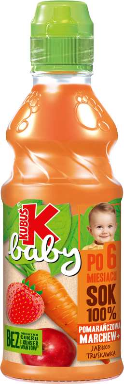 KUBUŚ 300 ml SOK 100% pomarańczowa marchew - jabłko - truskawka