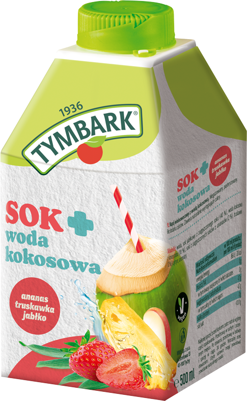 TYMBARK 0,5 l Sok + woda kokosowa + ananas + truskawka + jabłko