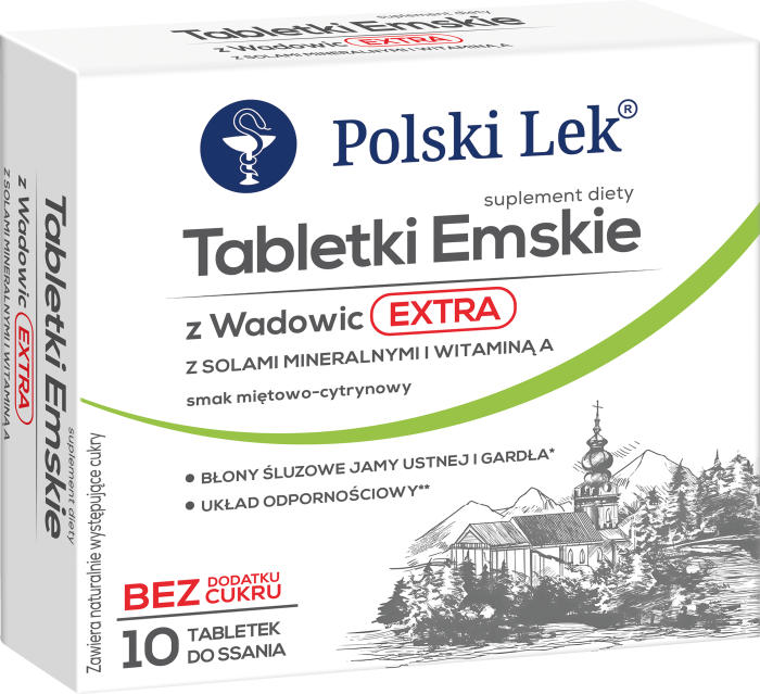 POLSKI LEK Tabletki Emskie z Wadowic EXTRA smak mięta cytryna 10 sztuk