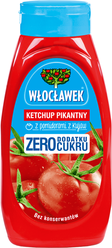 WŁOCŁAWEK Ketchup Zero dodatku cukru 450 g pikantny