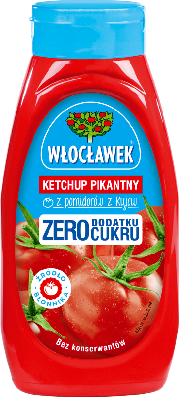 WŁOCŁAWEK Ketchup Zero dodatku cukru 450 g pikantny