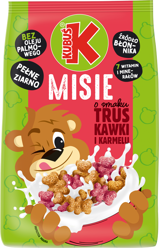 KUBUŚ 400 g Misie o smaku truskawki i karmelu