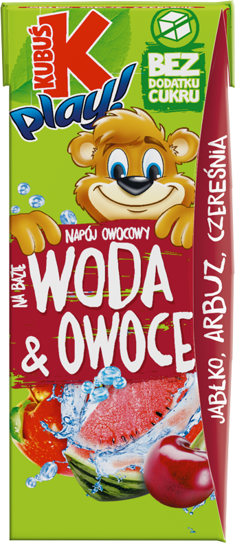 KUBUŚ 200 ml woda i owoce, smak  jabłko - arbuz - czereśnia