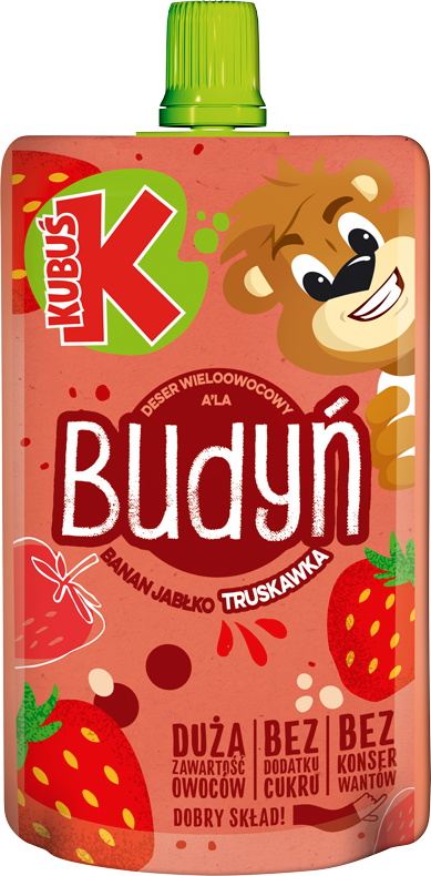 KUBUŚ pouch 100g budyń truskawkowy