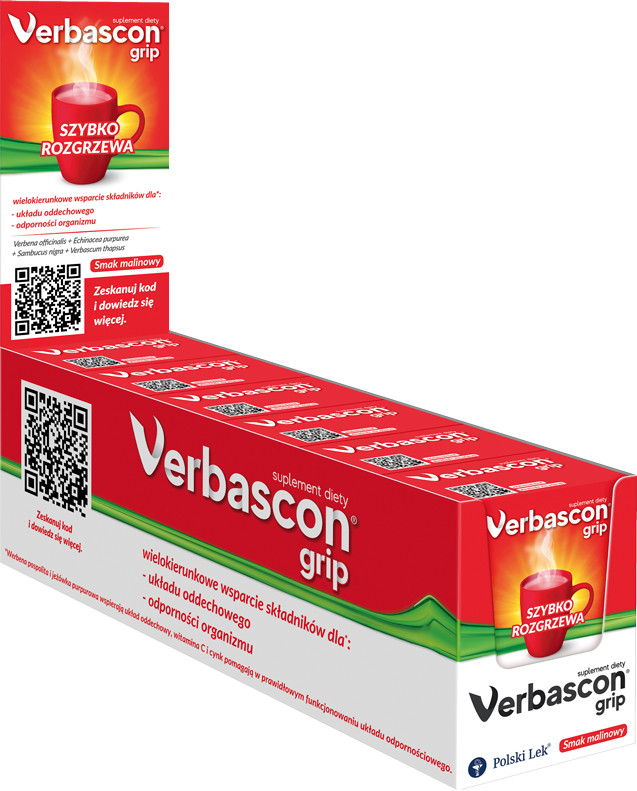 	POLSKI LEK Verbascon grip 6 saszetek smak malinowy display
