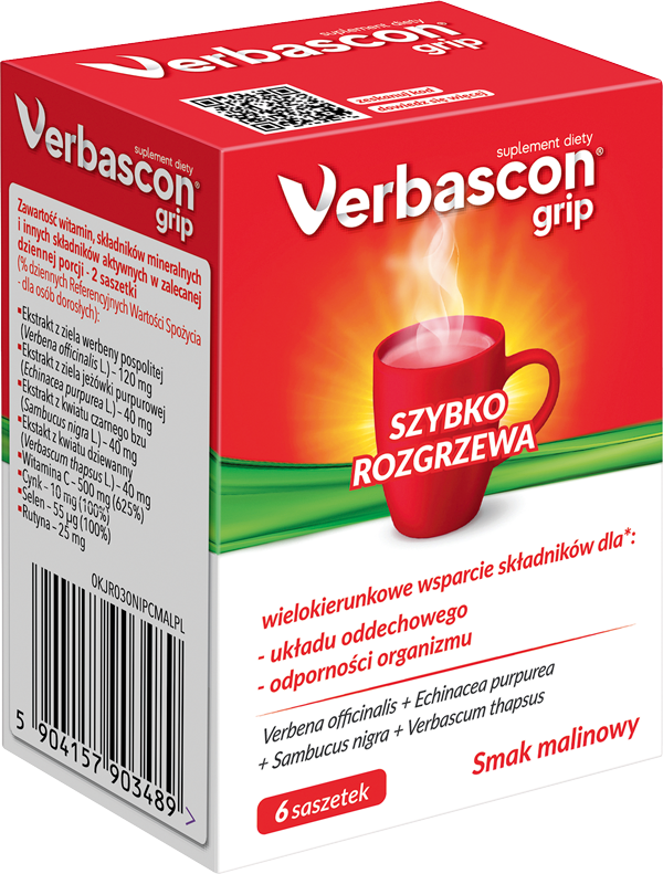 POLSKI LEK Verbascon grip 6 saszetek smak malinowy